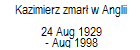 Kazimierz zmar� w Anglii 